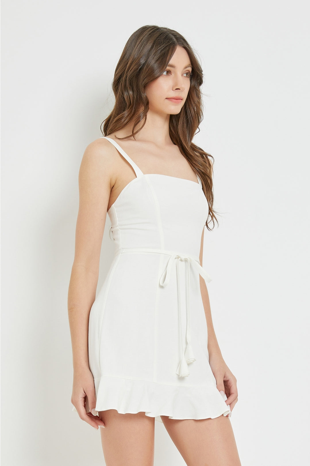 Ruffle Hem Shoulder Strap Dress