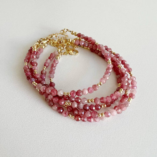 Pink Tourmaline Beaded Bracelet