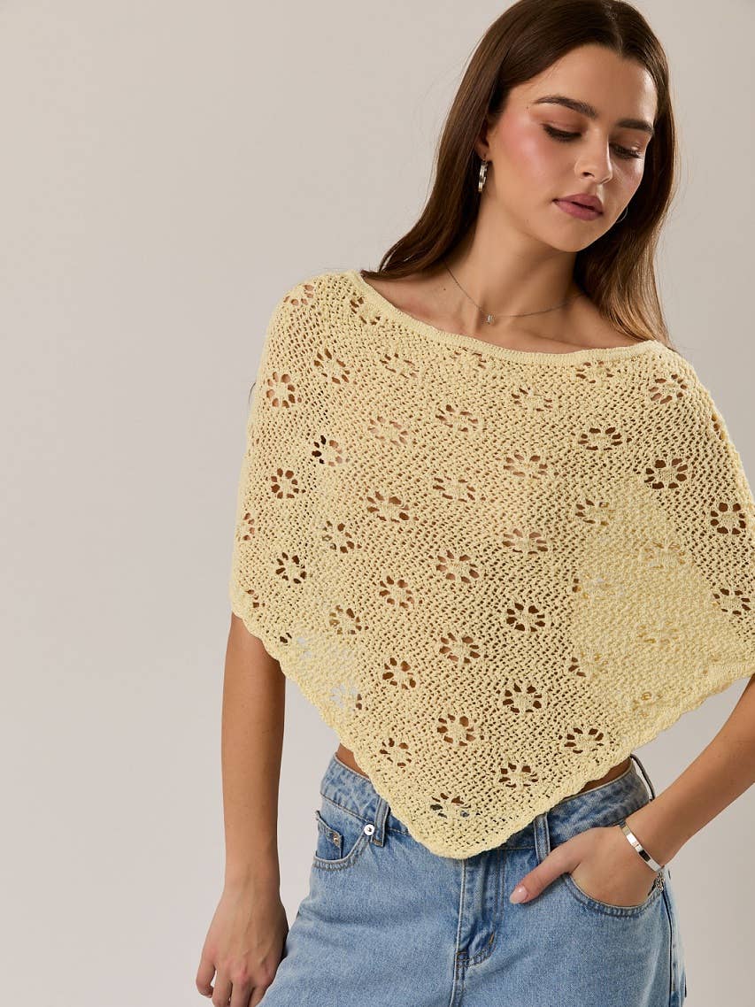 Openwork Detail Sweater Poncho