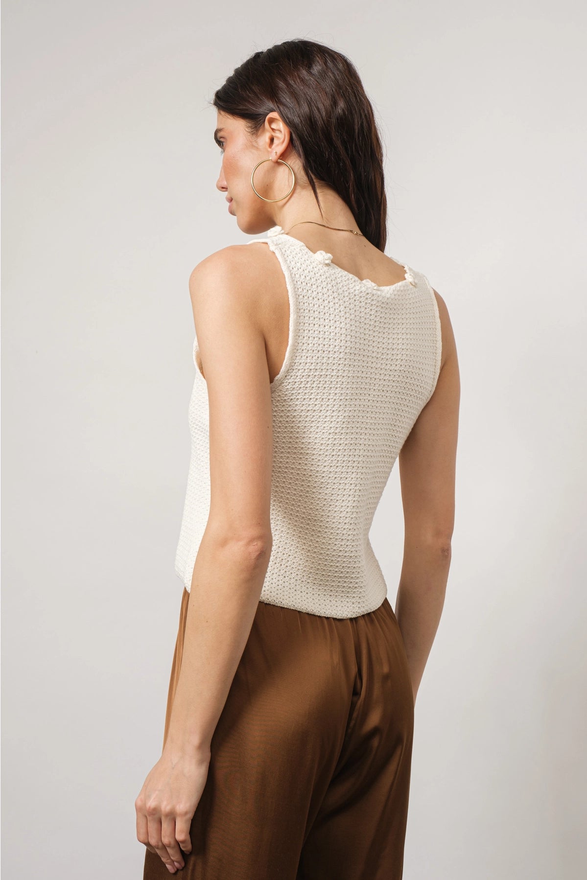 Madison Crochet-Knit Tie-Front Vest Top