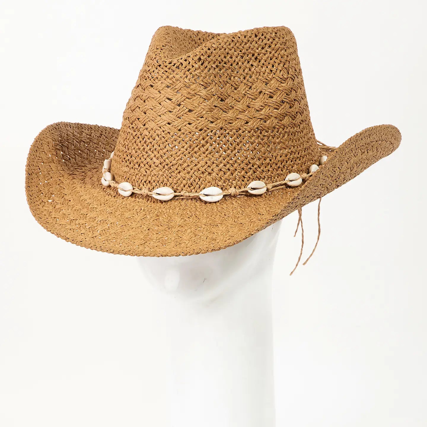 Straw Braid Cowrie Shell Strap Fedora Hat