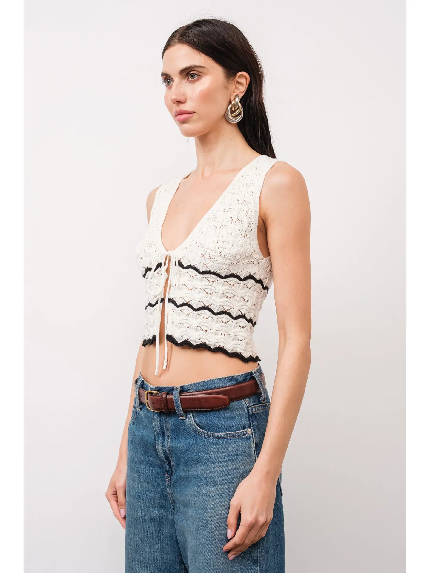 Sol Pointelle-Knit Vest Top