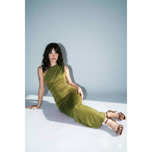 Asymmetric Open-Back Maxi Dress