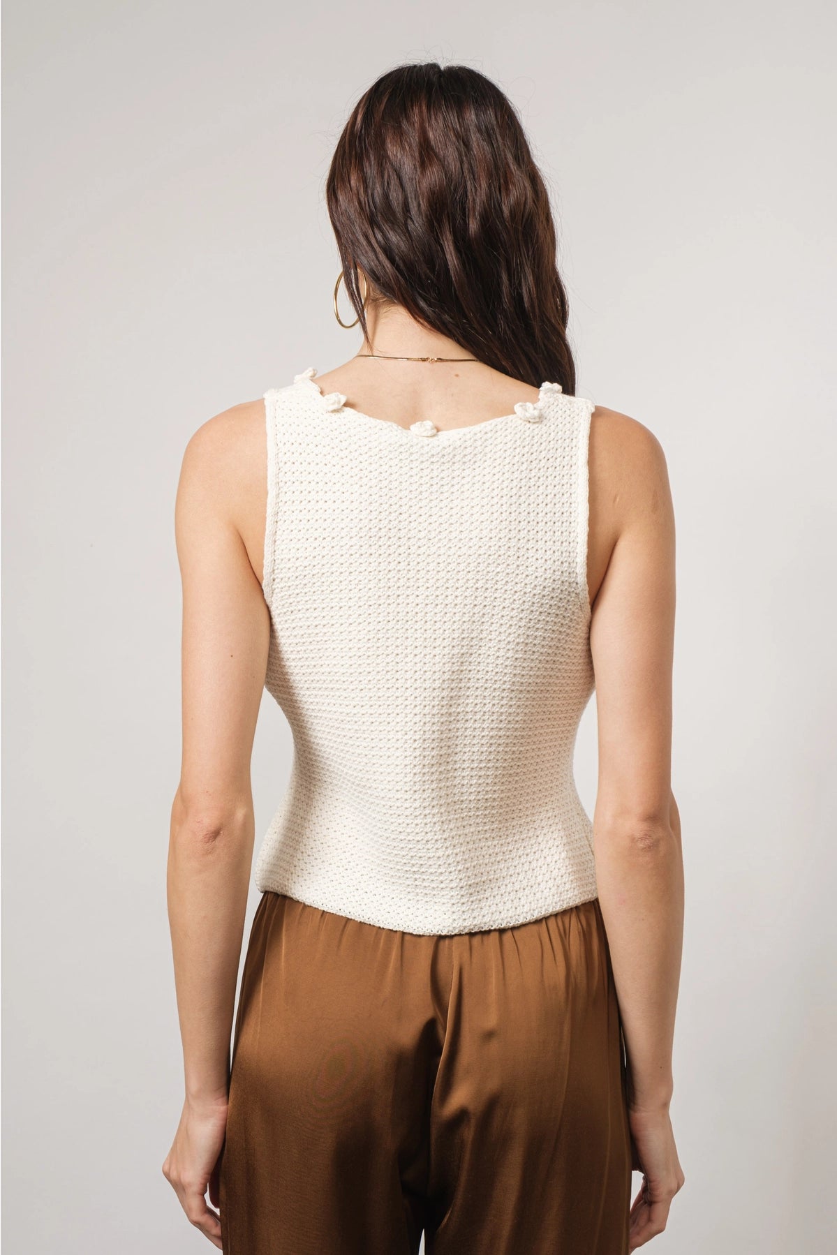 Madison Crochet-Knit Tie-Front Vest Top