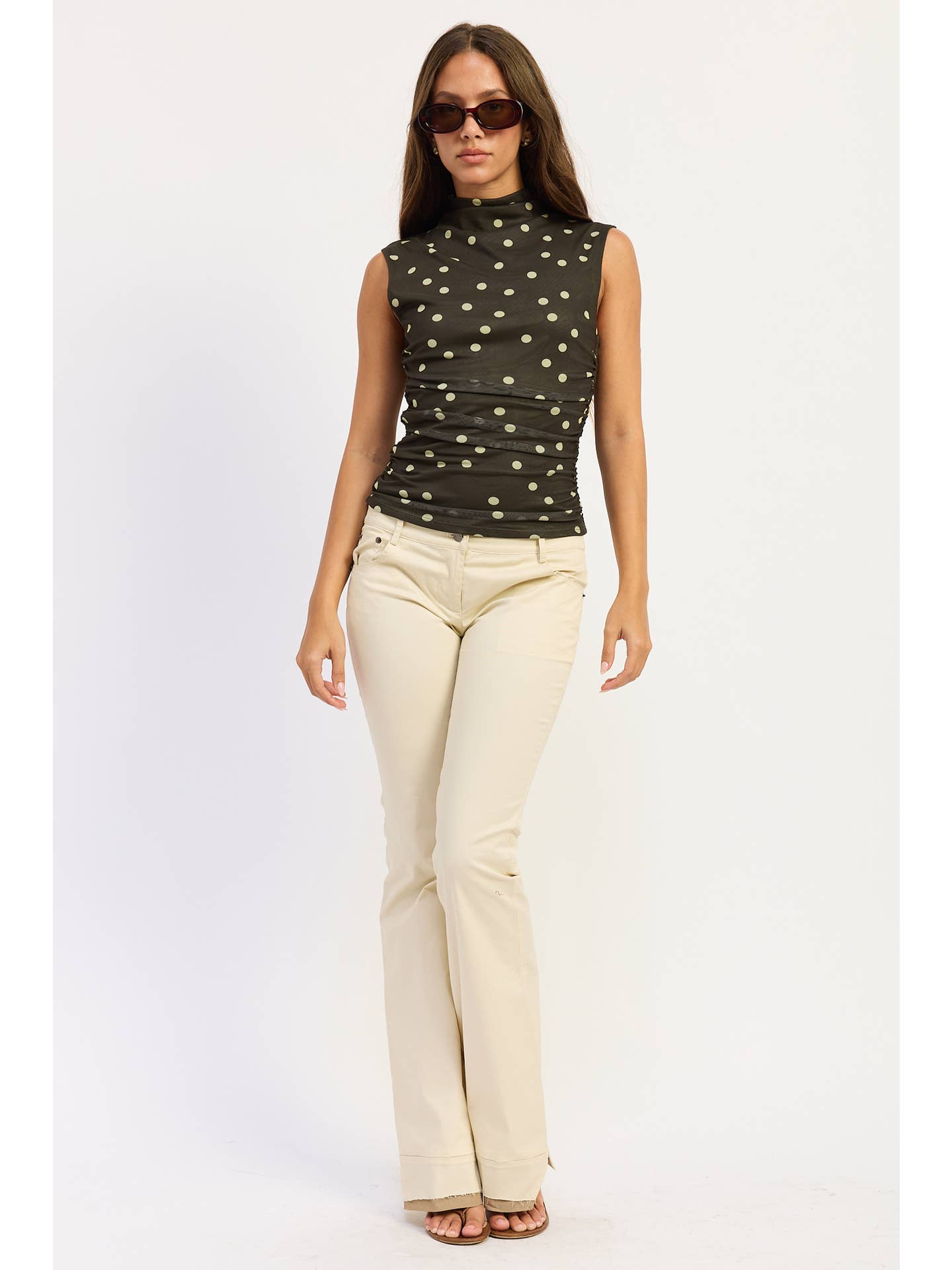 Polka Dot Sleeveless Mesh Top