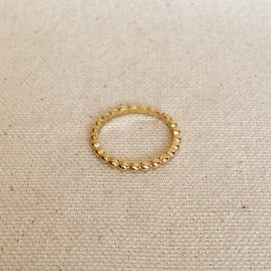 18k Gold Filled Beaded Band Ring