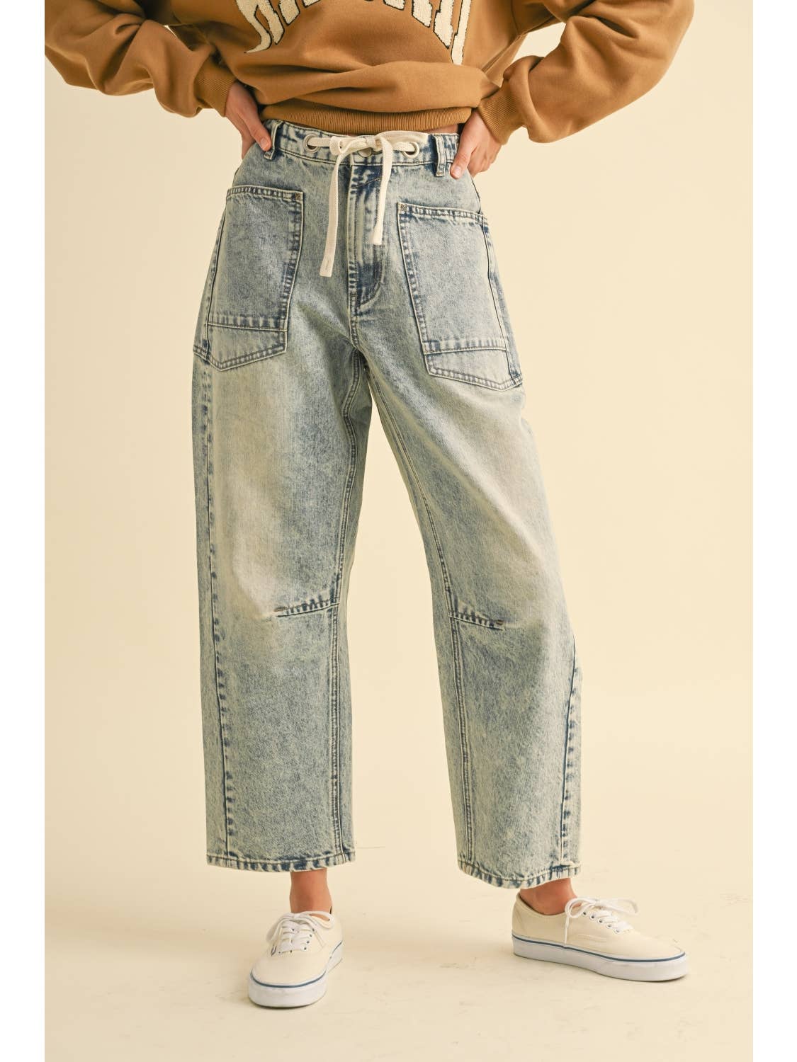 Tie Front Barrel Pant