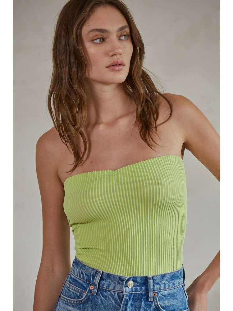 Sweetheart Neckline Seamless Ribbed Tube Top