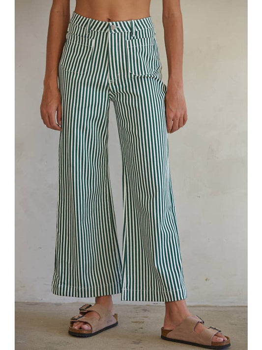 Striped Wide Flared Leg Pants