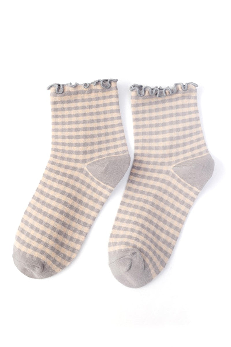 Ruffle Plaid Socks