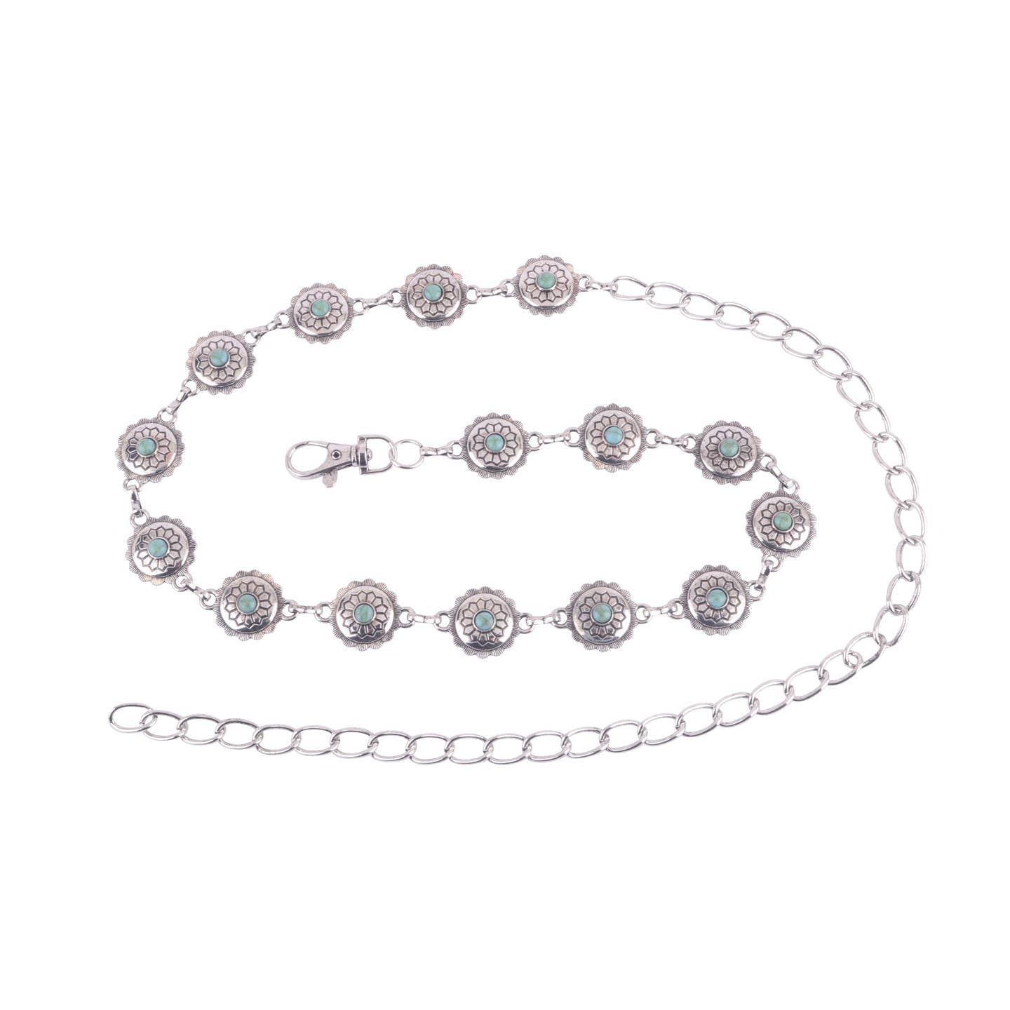 Mini Floral Turquoise Chain Belt