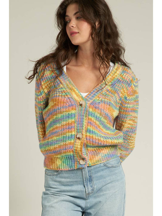 Multicolor Button Down Sweater Cardigan
