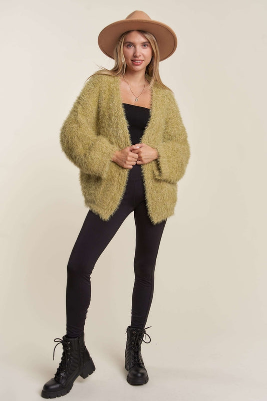Open Front Fuzzy Cardigan