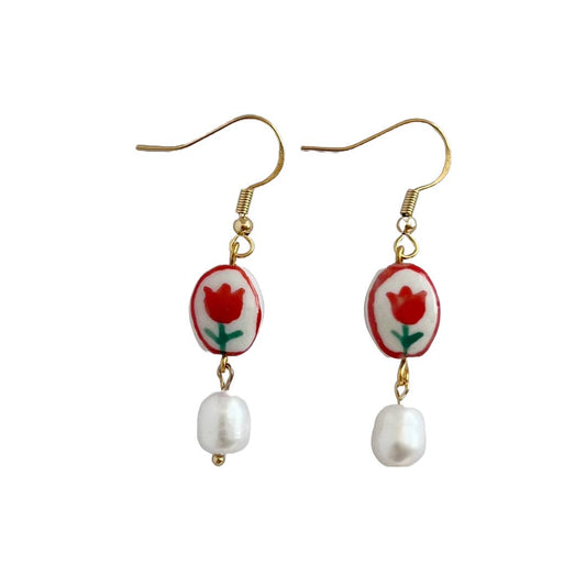 Red Tulip Earrings