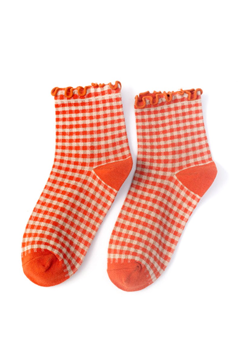 Ruffle Plaid Socks