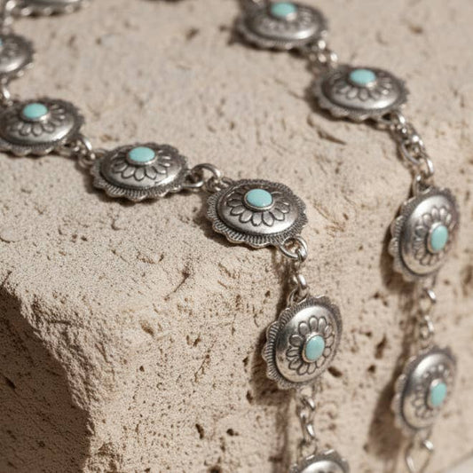 Mini Floral Turquoise Chain Belt