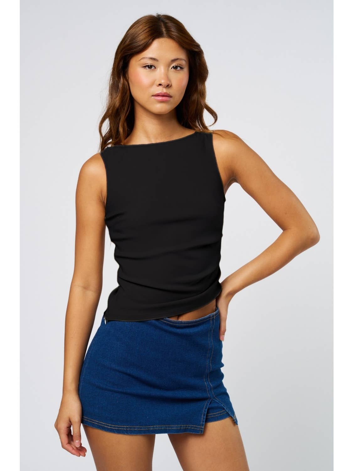Boat Neck Asymmetrical Tank Top