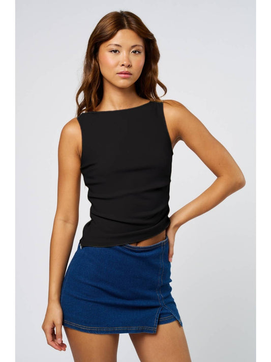 Boat Neck Asymmetrical Tank Top