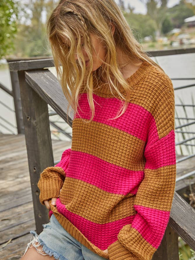 Camel Fuchsia Sweater