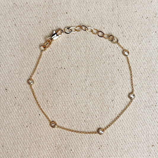 18k Gold Filled Cz Bezel Bracelet