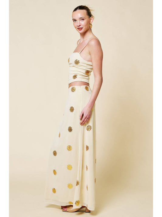 Sequin Flower Maxi Skirt