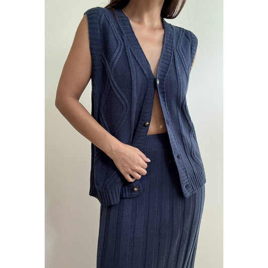 Navy knit Maxi Skirt