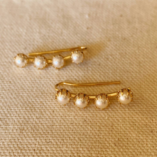 Pearl Ear Climber Earrings