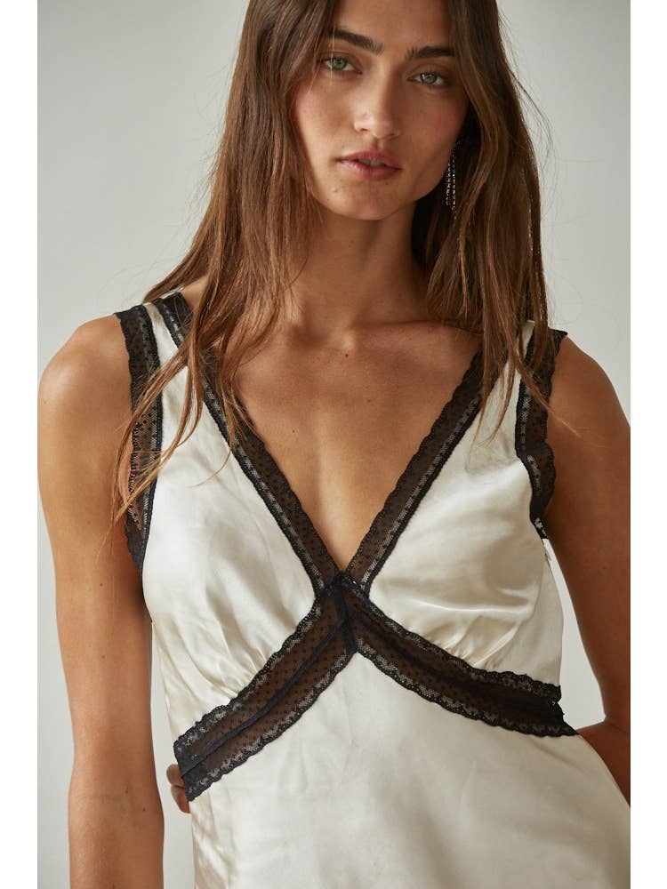 Satin Lace Sleeveless Top
