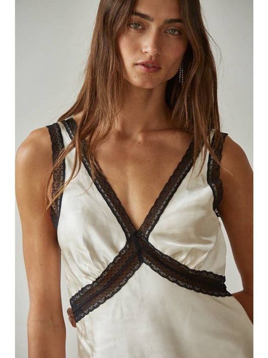 Satin Lace Sleeveless Top