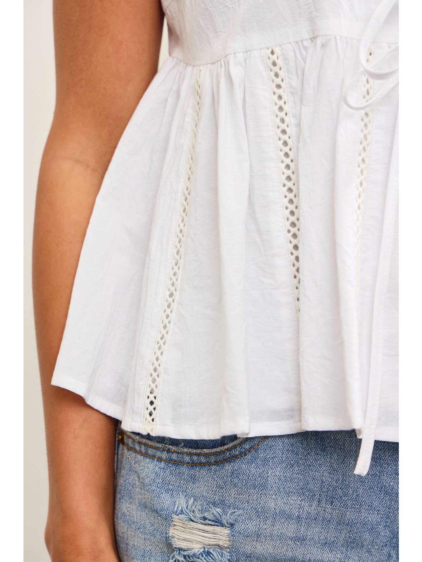 Tie Front Sleeveless Peplum Top