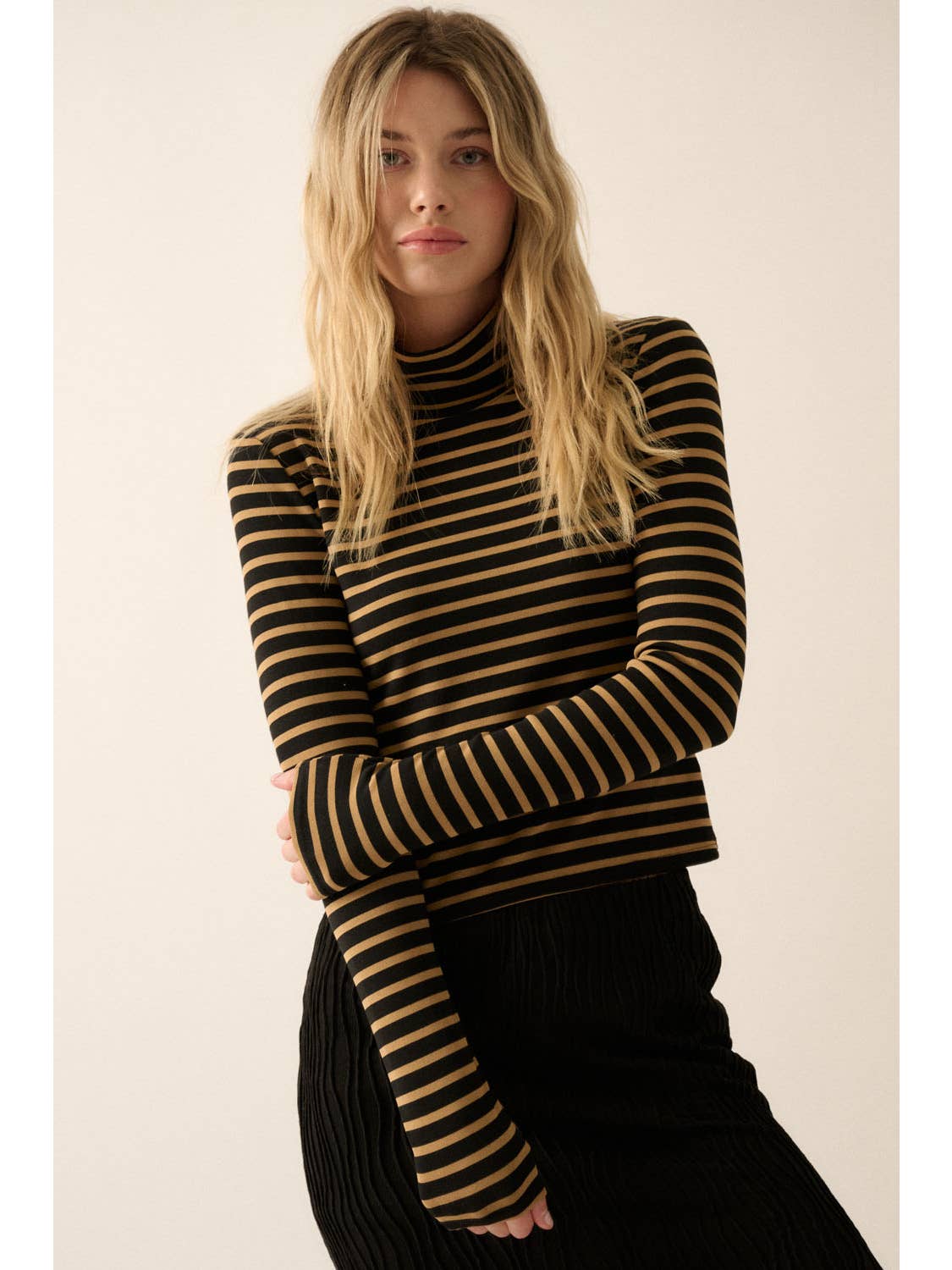 Mock-Neck Top Striped