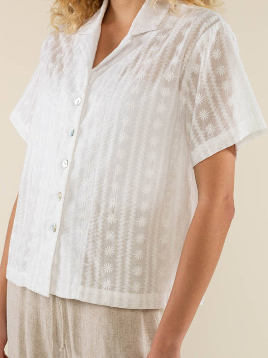 Helio Cotton Embroidery Button Up Shirt