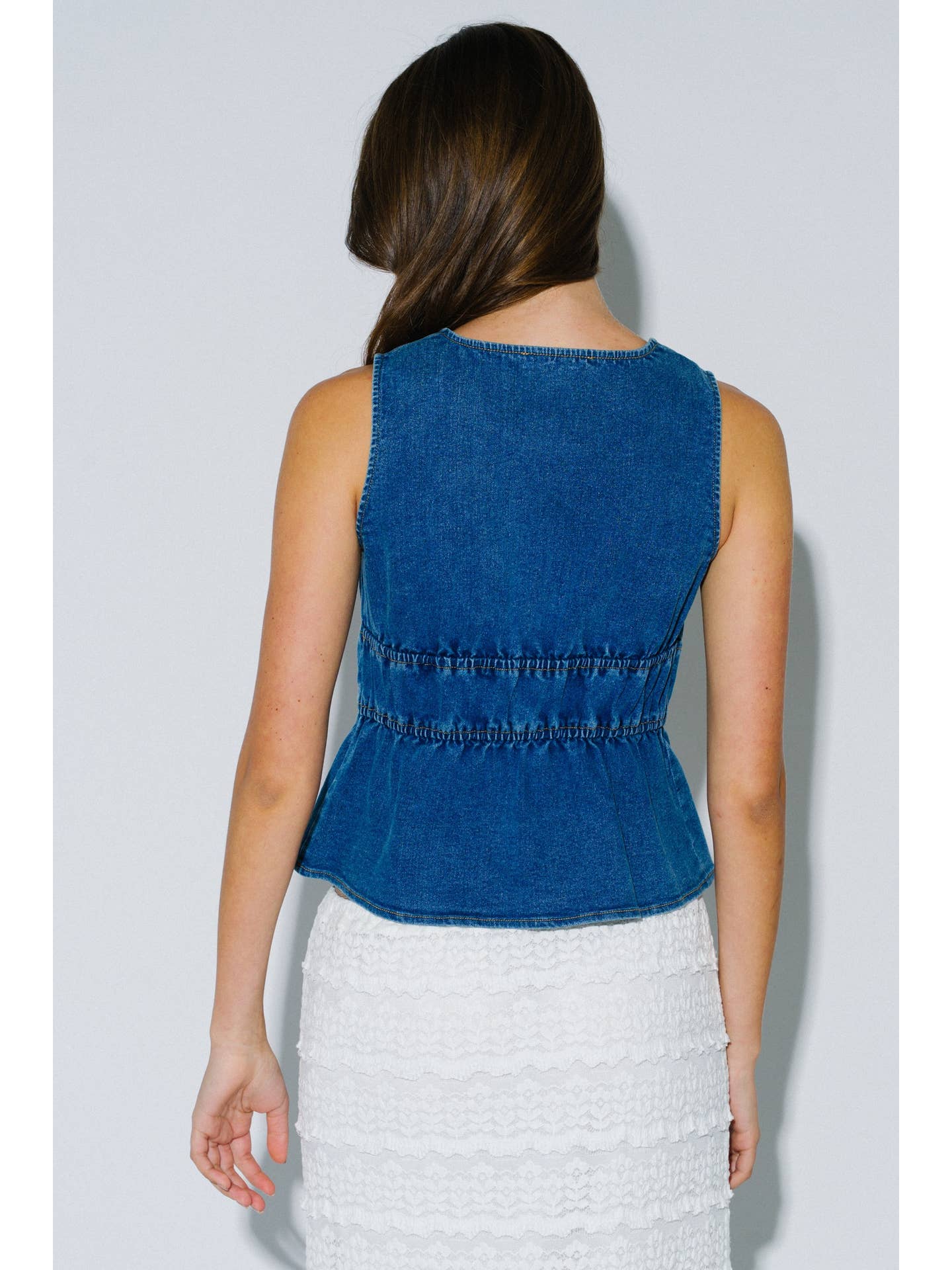 Denim Peplum Top