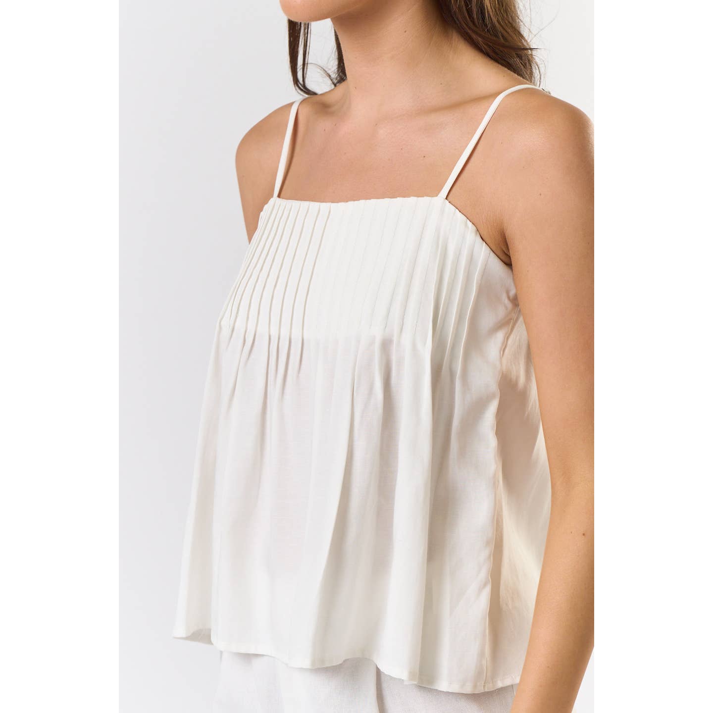 Spaghetti Strap Pleated Tank Top