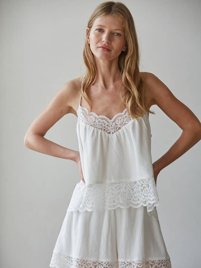 Woven Cotton V-Neck Racerback