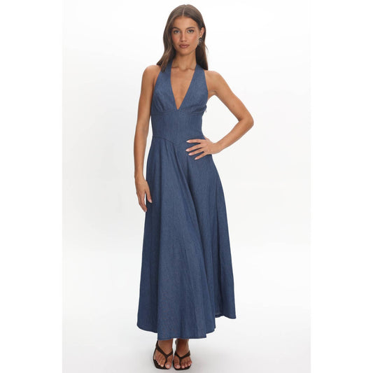 Halter V Front Maxi Dress