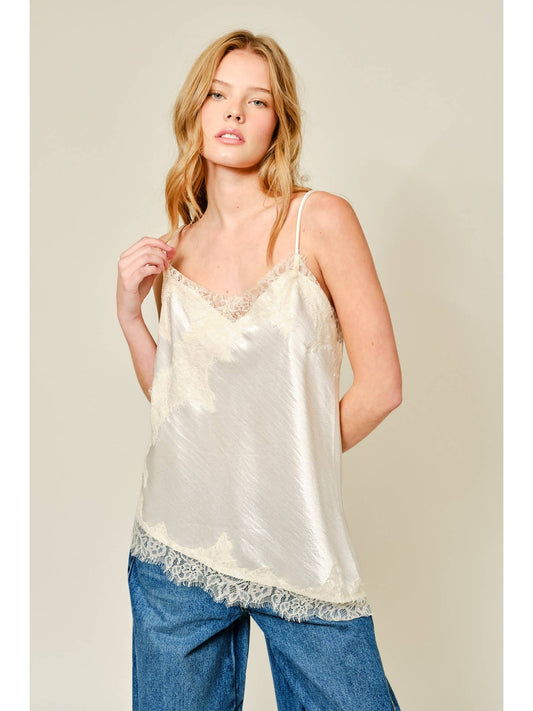 Cut Out Satin Lace Top