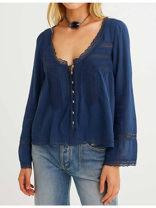 Lace Hollow Out Blouse Top