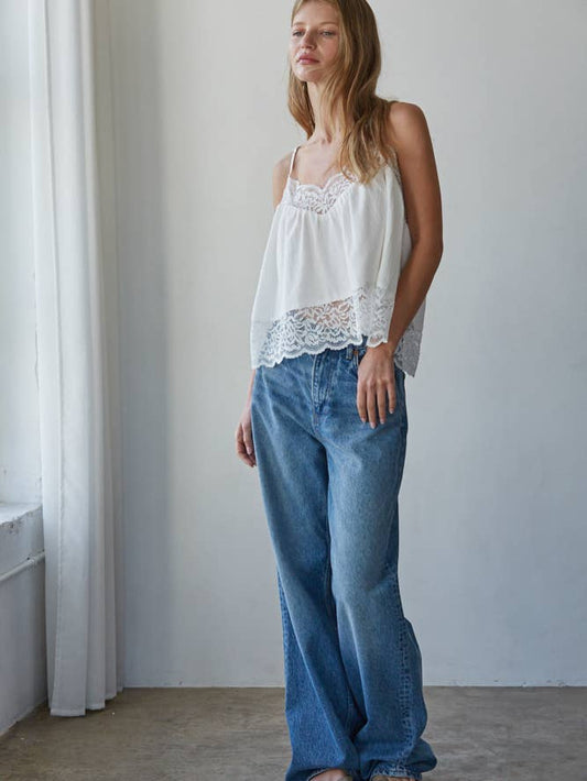 Woven Cotton V-Neck Racerback