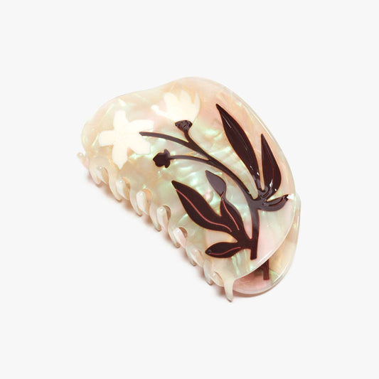 Bryony Floral Xl Deep Women's Hair Claw Accessory in Cream