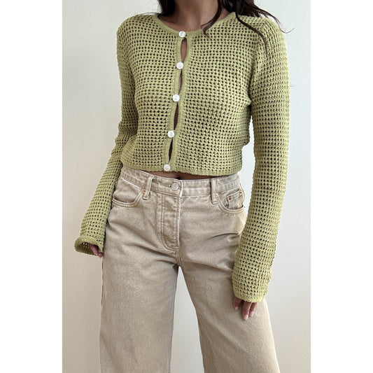 Crochet Knit Cropped Cardigan