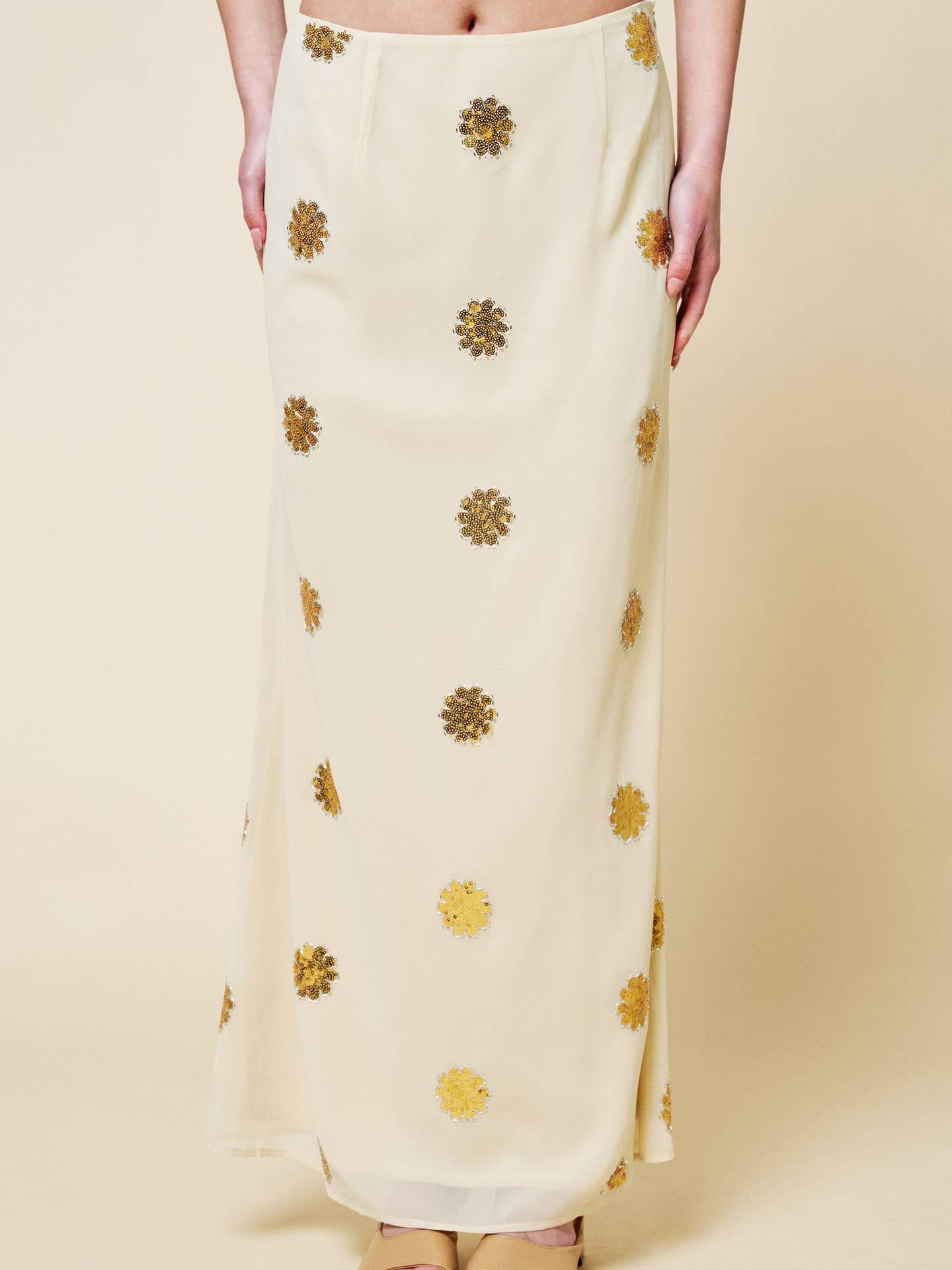 Sequin Flower Maxi Skirt