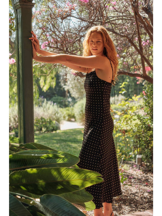 Polka Dot-Print Bias-Cut Midi Slip Dress