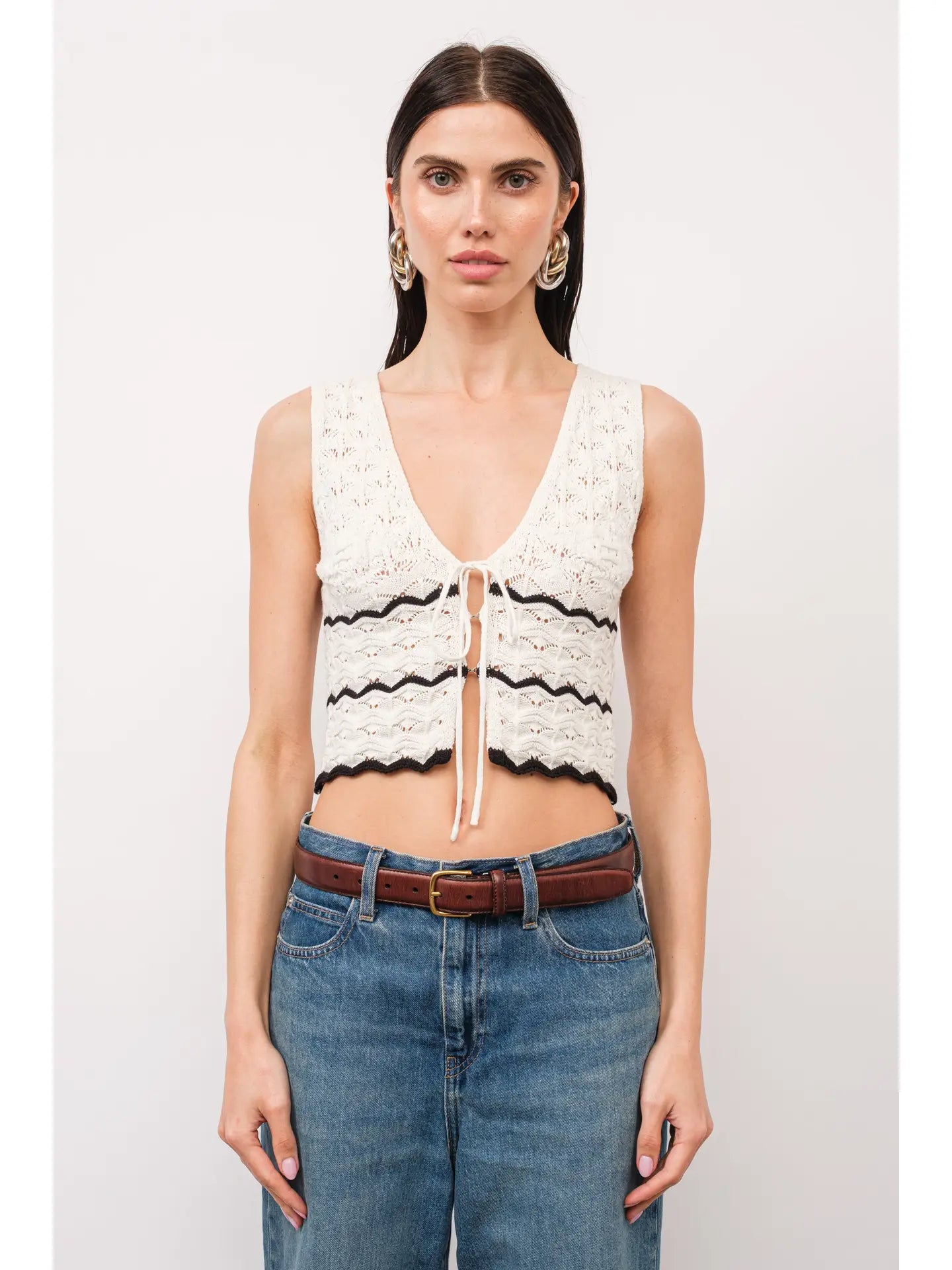 Sol Pointelle-Knit Vest Top