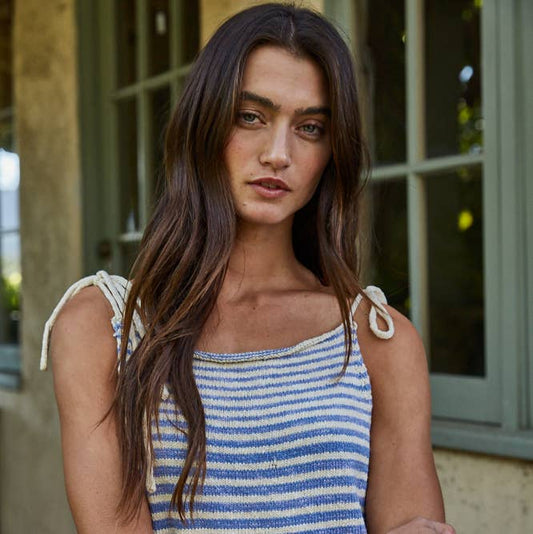 Knit Sweater Tie Strap Tank Top