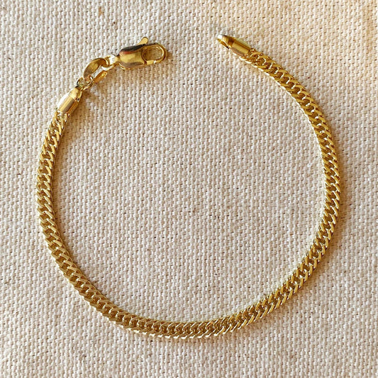 18k Gold Filled Double Curb Chain Bracelet Cuban