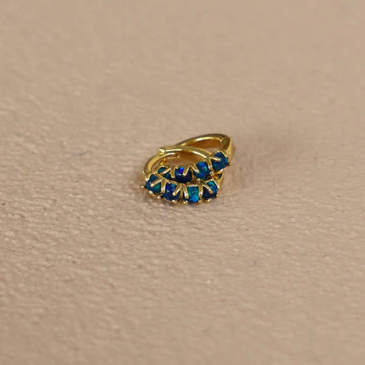 Dark Blue Opal Mini Hoops