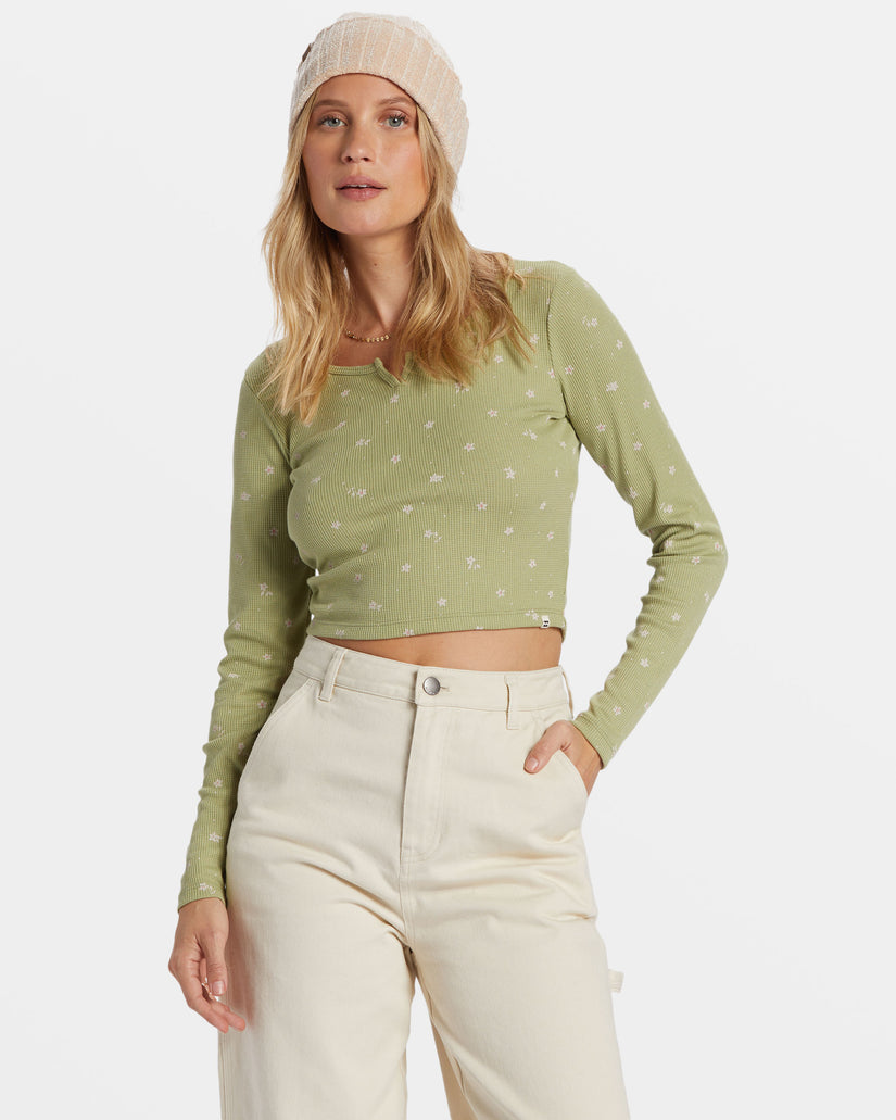 Reese Thermal Long-Sleeve Cropped Top