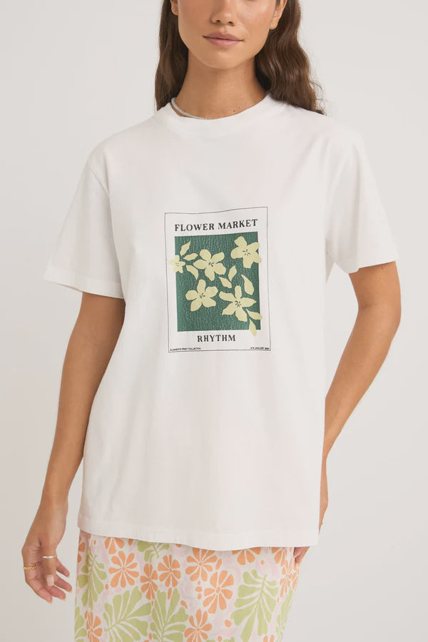 Flower Market Boyfriend Tee - White