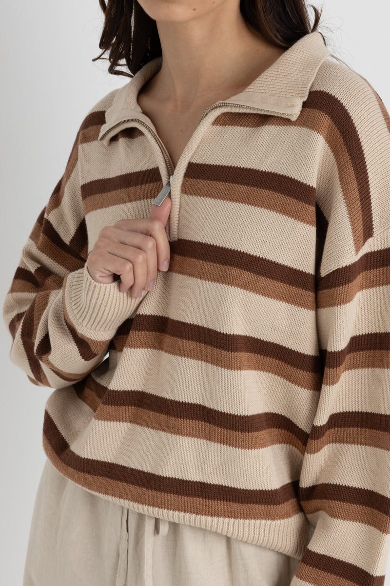 1/4 Zip Isla Striped Jumper